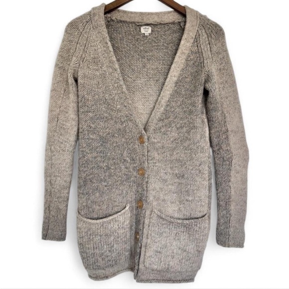 XXS X-Small Wilfred Aritzia Tan Gray Ombré Italian Yarn Cardigan Wool Blend - Picture 2 of 13